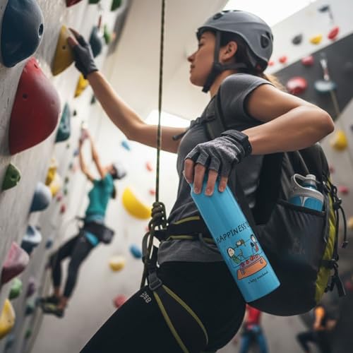 Image of Clay Craft VACBOTT Happiness is... Single Walled Non Insulated Water Bottle, 1000ML, Blue
