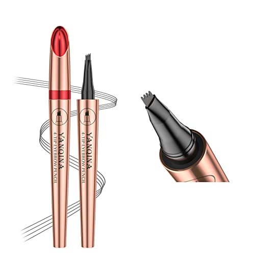 Anifer Liquid Microblading Smoke Gray Eyebrow Pencil. - Waterproof, Long-Lasting, Natural, 4-Point Fork-Tip Eyebrow Pen（Smoke Gray 3#） #TOP4