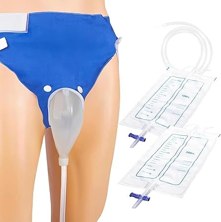Urinal Bag for Men – Portable Silicone Urine Collector with Skin-Friendly, Odorless Material – Includes 1000ML & 2000ML Collection Bags and Spaci ous Pants (Set of 1)