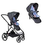 Dimensions : 60 x 38 x 65 cm Phil&teds Voyager avec housse de siège dans la couleur ciel + double kit (deuxième siège) avec coussin de siège de couleur bleu ciel