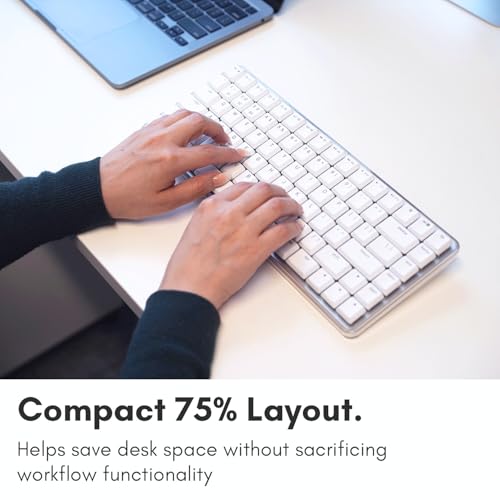 Image of Macally Wireless Mechanical Keyboard for Mac | Compatible Bluetooth Apple Keyboard (75% Size, Blue Tactile Switches) Compact, Multi Device, Backlit for MacBook Pro /Air, iMac, Mac mini /Pro