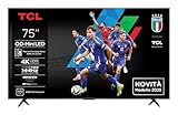 TCL TV LED 4K QD Mini 144Hz 75C69K 191 cm avec Google et système sonore Onkyo x Dolby Atmos 2.1