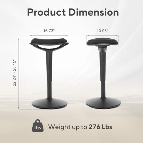 Image of Nouhaus Standing Desk Stool, 22 inch-28 inch Height Adjustable Swivel Desk Wobble Chair, Portable Tall Office Stools w /Rocking Motion, Foam-Padded Wobble Stool Adult for Office, Classroom(Ergo Poise, Black)