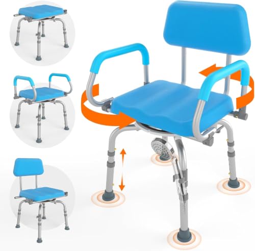 360° Swivel Shower Chair with Padded Arms