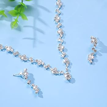 Yolev Parure De Bijoux De Mariage Dorée - Collier, Bracelet, Boucles D'oreilles En Zircone Cubique, Motif Floral Et Feuilles De Vigne