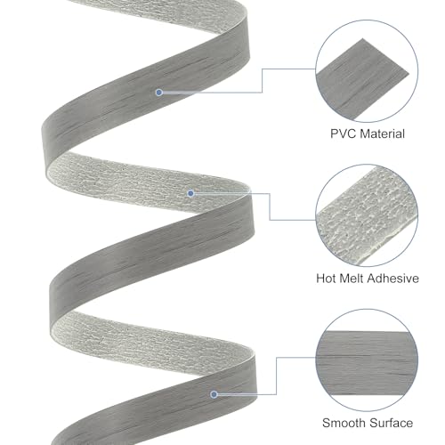 Cinta de borde de PVC gris de 1 1/2 pulg x 33 pies autoadhesiva para mesas 3