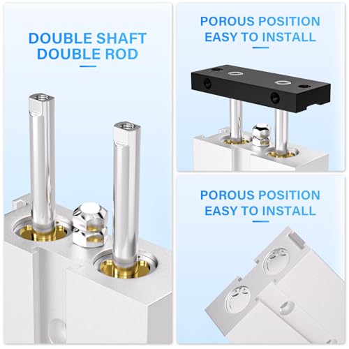 TAILONZ PNEUMATIC Vérin pneumatique aluminium double tige double effet, alésage 20 mm, course 50 mm TN20-50 – vue 5