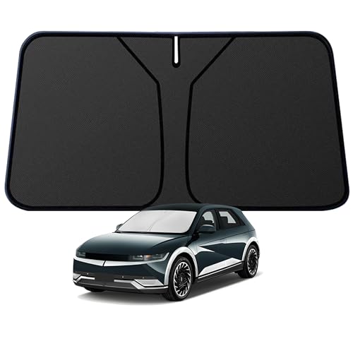 Ioniq 5 Windshield Sun Shade for Hyundai Ioniq 5 2022-2024 2026 Blocks UV Rays Accessories 1:1 Custom Foldable Thickened Wear-Resistant Front Window Sunshade Visor Keeps Your Car Cooler