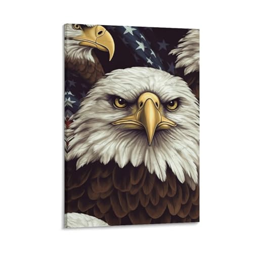 Toile murale aigle à tête blanche 50 x 75 cm symbole de liberté sous cadre