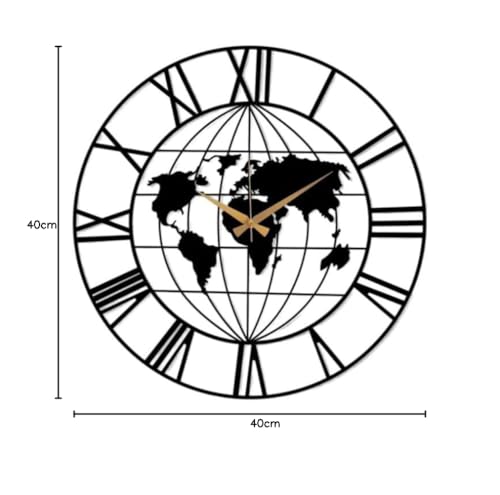 Image of Stylish Metal Analog Wall Clock for Living Room, Bedroom, Office, Kitchen, Home and Hall | Antique Fancy Big Size Modern Wall Watch for Home Decor (DA-3, 50CM)