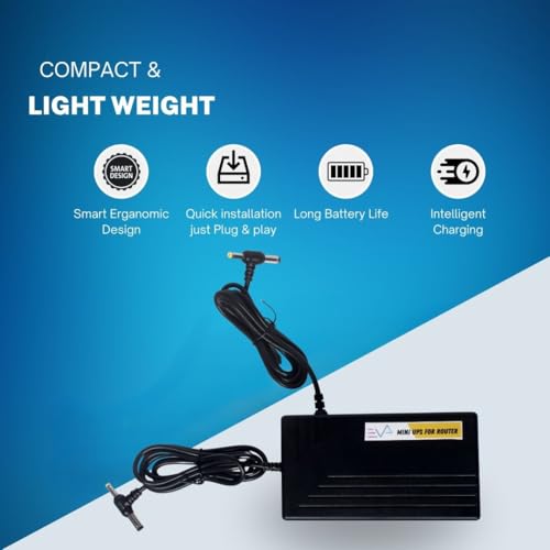 EVA Mini UPS for 2 Routers+ONU | Dual Output 12V + 12V | Uninterrupted Power Backup for All Brand Wi-Fi Router + ONU/Modem + Router Setup | 3-6... - Image 2