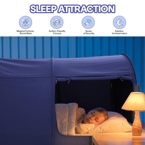 Image of Alvantor Bed Canopy Bed Tents Dream Tents Privacy Space Full Size Sleeping Tents Indoor Pop Up Portable Frame Curtains Breathable Grey Cottage (Mattress Not Included) Reducing Light