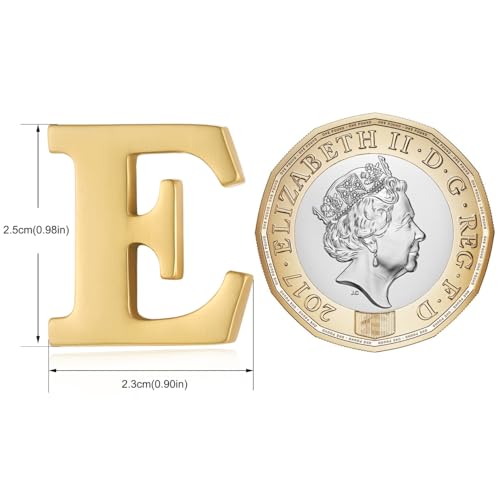 Image of HONEY BEAR Mens Womens Initial Alphabet Letter Lapel Pins Collar Badge Brooches for Business Wedding Graduation Gift Matte Gold 0.59 inches