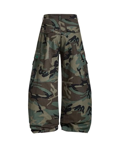 Unisex Vintage Wide Leg Cargo Jeans Retro Baggy Barrel Denim Pants with Large Pockets2