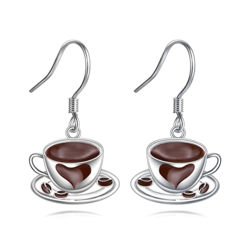 Boucles d'oreilles café en argent massif pour femmes raffinées