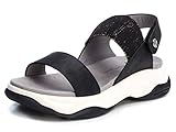  XTI - Sandalia para Mujer - Sandalia con Cierre de Hebilla - Tacón 4 cm - Color Negro - Talla 36