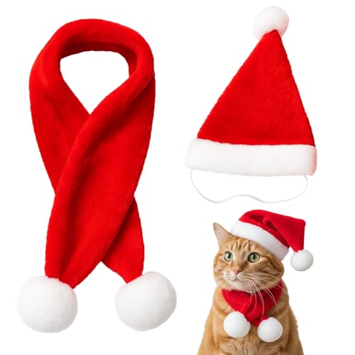 Disfraz Navideño para Perros 2 piezas Sombrero y Bufanda