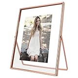 AhaGo Rose Gold Floating Frame, 8'x10', Vertical, For Picture 7x9, 6x8, 5x7, Tabletop Shelf Photo Frame For Lady or Girl, Classy For Anniversary, Wedding, or Birthday