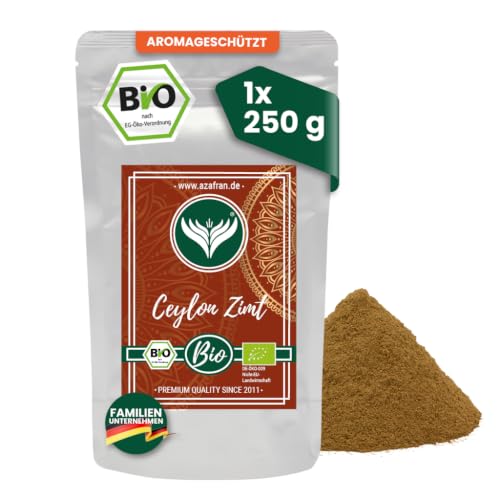 Azafran BIO Ceylon Zimt gemahlen, Zimtpulver mit geringem Cumarin, original aus Sri Lanka 250g