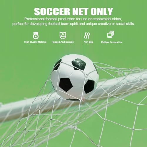 Soccer Net 6X4FT, Tbest Kids Football Net for Garden,Backyard,White Football Goal Replacement Net for Goals with Trapezoidal Sides (Net Only) - Image 5
