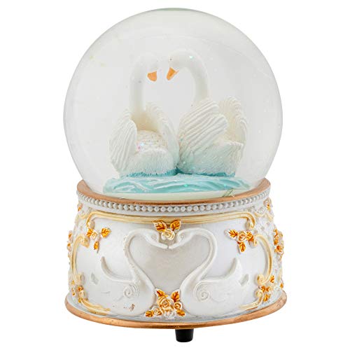 Graceful White Revolving Swan 100Mm Musical Water Globe Plays Tune Swan Lake #TOP5