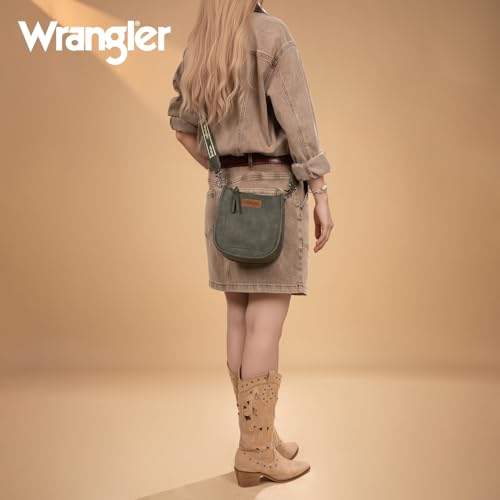 Image of Wrangler Small Crossbody Bag for Women, Mini Shoulder Purse with Adjustable Strap, Vegan Leather Phone Purse