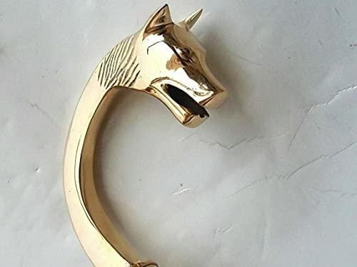 Brown Stick Brass Handle Handmade Walking Stick with Fox face Handle by Faiza International Brown Stick Brass Handle Handmade Walking Stick with Fox face Handle by Faiza International