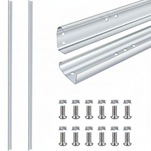 Gisafai 2 Pcs Garage Door Vertical Track Replacement Garage Door Rails Left Right Vertical Bracket for 7 Foot Tall Garage Door Parts Galvanized Steel Hardware Side Tracks for 2 Inches Rollers Silver
