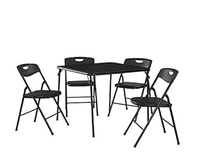 Image of Cosco 5-Piece Folding Table and Chair Set, Black