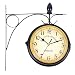 Samger Samger Reloj de Doble Cara Jardín Tren Estación Reloj de Pared...