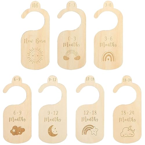 HoAhaMay 7 piezas Divisor de ropa de bebé,Divisor de armario de bebé,Divisor de armario de bebé de madera,Divisor de tamaño de ropa de bebé, Adecuado para bebés de ambos sexos