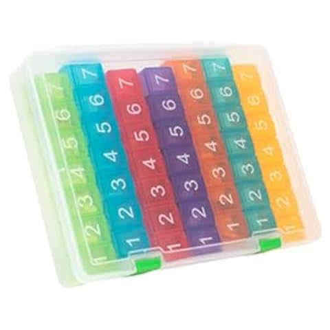 e-Pill 7 Times a Day x 7 Day Clear Weekly Pill Organizer, Vitamin, and Medicine Pillbox (Rainbow) Cover