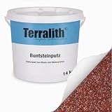 Terralith Buntsteinputz 14kg in rot, Sockelputz für Innen und Außen mit Reinacrylat Bindemittel aus Naturstein, 1-2mm Körnung (BSP07)