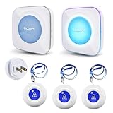 LIOTOIN Caregiver Pager Wireless Call Button Call Bell Emergency Button Call Light System for Elderly/Patients/Home Nurse Alert System 3 Call Button 2Plugin Receivers (600+ft Operating Range)