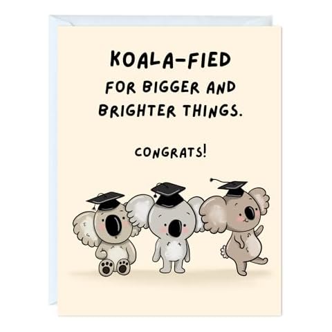 ALY LOU Graduation Card Funny for Him/Her, Congratulations Grad Card for Students Son Daughter, College High School University Greeting Cards (Koala-fied) Cover