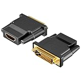 Ticenpe Adattatore DVI a HDMI 2 Pezzi, Bidirezionale DVI (DVI-D) Maschio a HDMI Femmina, Connettore Oro, 1920x1200 1080P@60Hz, DVI HDMI Convertitore per PC, monitor, laptop, TV, proiettore