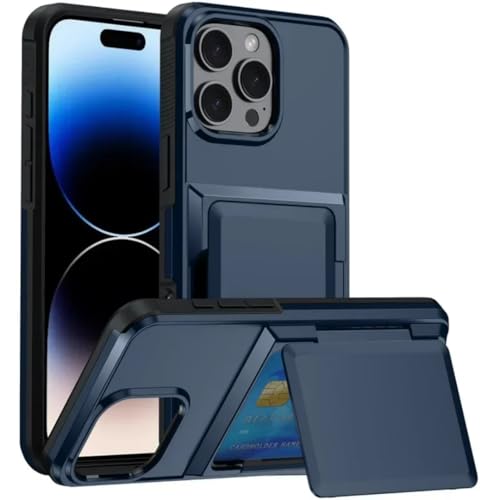 Étui portefeuille iPhone 14 Plus bleu avec porte-carte caché antichoc