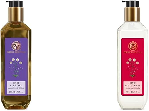 Forest Essentials Hair Cleanser, Amla, Honey and Mulethi, 200ml & Forest Essentials Hair Conditioner, Bhringraj and Shikak...