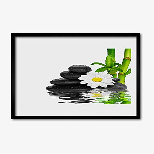 Affiche encadrée 60x40 cm les pierres de bambou zen Tulup cadre MDF pour salon