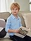 Arshiner Jungen Poloshirt Langarm Schuluniformen Kinder Weiches Elastisches Polohemd mit Knopfleiste & Brusttasche, Herbst Oberteil Hellblau, 9-10 Jahre