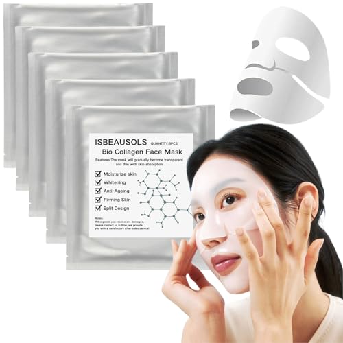 Bio Collagen Face Mask,5PCS Collagen Mask,Collagen Face Mask,Collagen Night Wrapping Mask,Deep Hydration Collagen Mask,Face Masks Skincare Overnight Hydrogel Mask,Face Masks Beauty Korean Face Mask