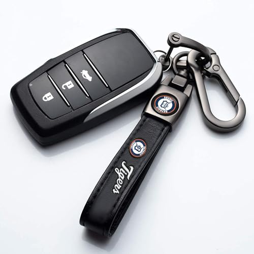 Image of Car Keychain Keyring for Detroit Tigers Baseball Fans,Detroit Tigers Accessories Women /Men's Keychains for Vehicles,Leather Key Ring Lanyard Car Key Fob Holder,Key Fob Keyring Replacement