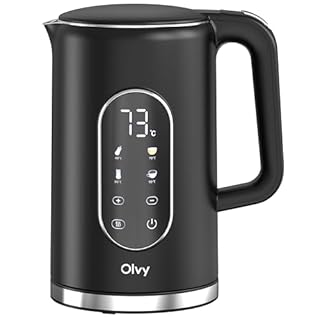 Olvy Bollitore elettrico da 1,7L senza fili, controllo della temperatura e funzione di mantenimento in caldo, doppia parete in acciaio inox Cool-Touch, filtro anticalcare – kettle elettrico 2200W