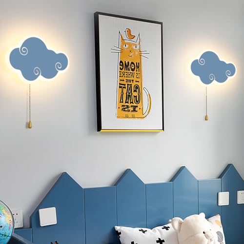 Lámpara de pared de la nube con interruptor de tirador para evitar miedos nocturnos infantiles 8