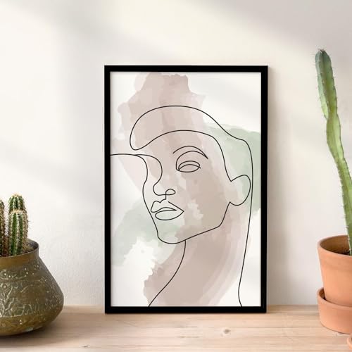 Image of Ritwika's Abstract Wall Art Of Outline Of Women Portrait Water Color Painting | With Frame Perfect For Home and Office Decor | Size 13.5 x 19.5 Inch, Set of 1 (02 - WOMEN)