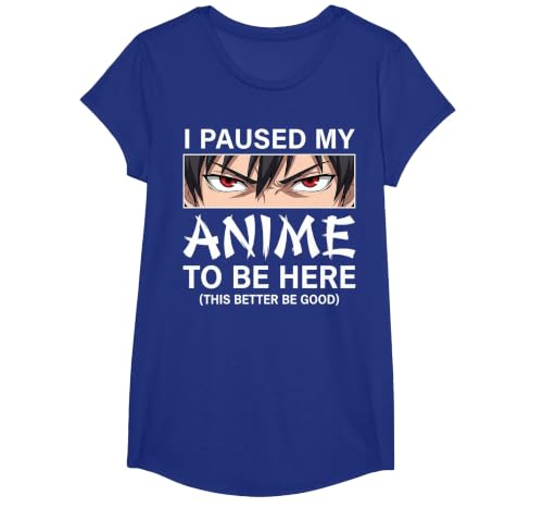 I Paused My Anime to Be Here Japan Kawaii Manga Anime T-Shirt, Girls, Royal Blue, X-Small