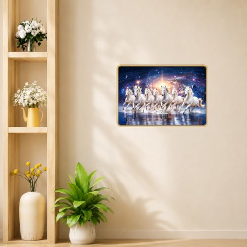 Image of 7 Running Horses Vastu Photo Frame, 8x12 Inch