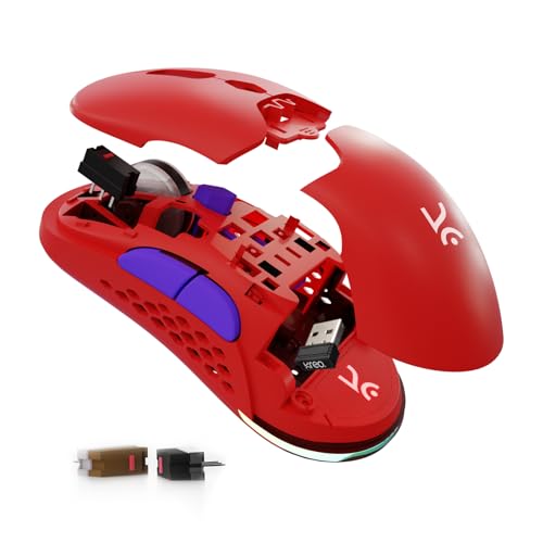 Image of Kreo Chimera RGB USB Wireless Gaming Mouse with Hot-swappable Switches & 7 Programmable Buttons | Swappable Shells & Switches Included | Adjustable DPI Upto 10000 (Wireless, Ruby Red)