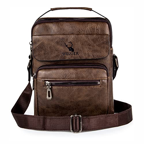 Ynport Crefreak Bolso Bandolera para Hombre, Estilo Retro, Multifuncional, Gran Capacidad, Informal, Impermeable, Cruzado, marrón Oscuro, Talla única Cover