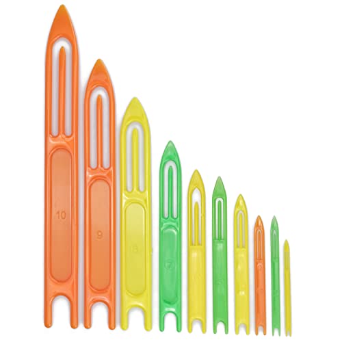 Piscorush 10 Peças Shuttle da agulha da rede de plástico lançadeira de rede de pesca agulhas de rede kit de reparação de redes #1-#10